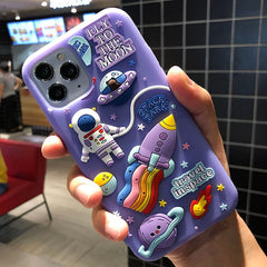For iPhone 12 Mini 11 Pro Max X Xs XR 3D Cute Cartoon Space Astronaut Phone Case For iPhone 7 8 Plus SE  Soft Silicone Cover