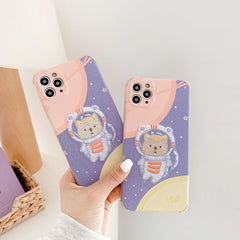 Cute 3D Space astronaut bear phone cover for iphone 11 Pro Max X XS MAX XR 7 8 Plus case soft embroidery IMD coque fundas capa