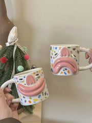 YICKYUE  -  Korean Style Cute and Quirky Ceramic Mugs, Couple Water Cups, Breakfast Coffee Cup, Home Drinking Utensils, Home Decoration