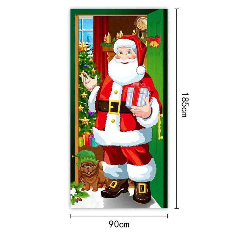 YICKYUE  -  Nightmare Before Christmas Outdoor Decorations Props, Christmas Elves Door Cover Santa Xmas Backdrop Banner for Party House Door