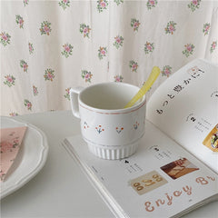 Korean cherry handle Mug lovely girl coffee cup Nordic milk breakfast ceramic cup personality water cup