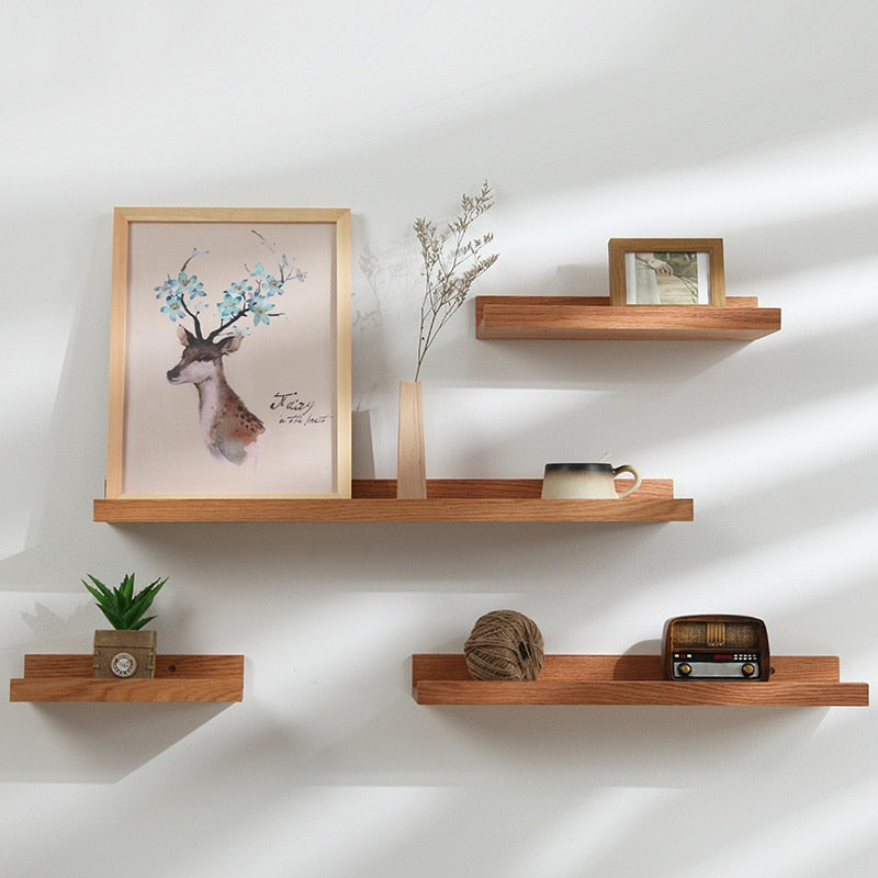 Nodic Solid Wood TV Backgroud Wall Decorative Rack Wood Storage Shelves for Bookshelf Pot Holder Artwork Crafts Display Rack