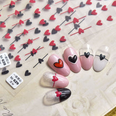 Black Red 3D Love Nail Stickers DIY Line Design Nail Art Decorations Nail Decals Design Adhesive Nail Accessories Manicure Tools