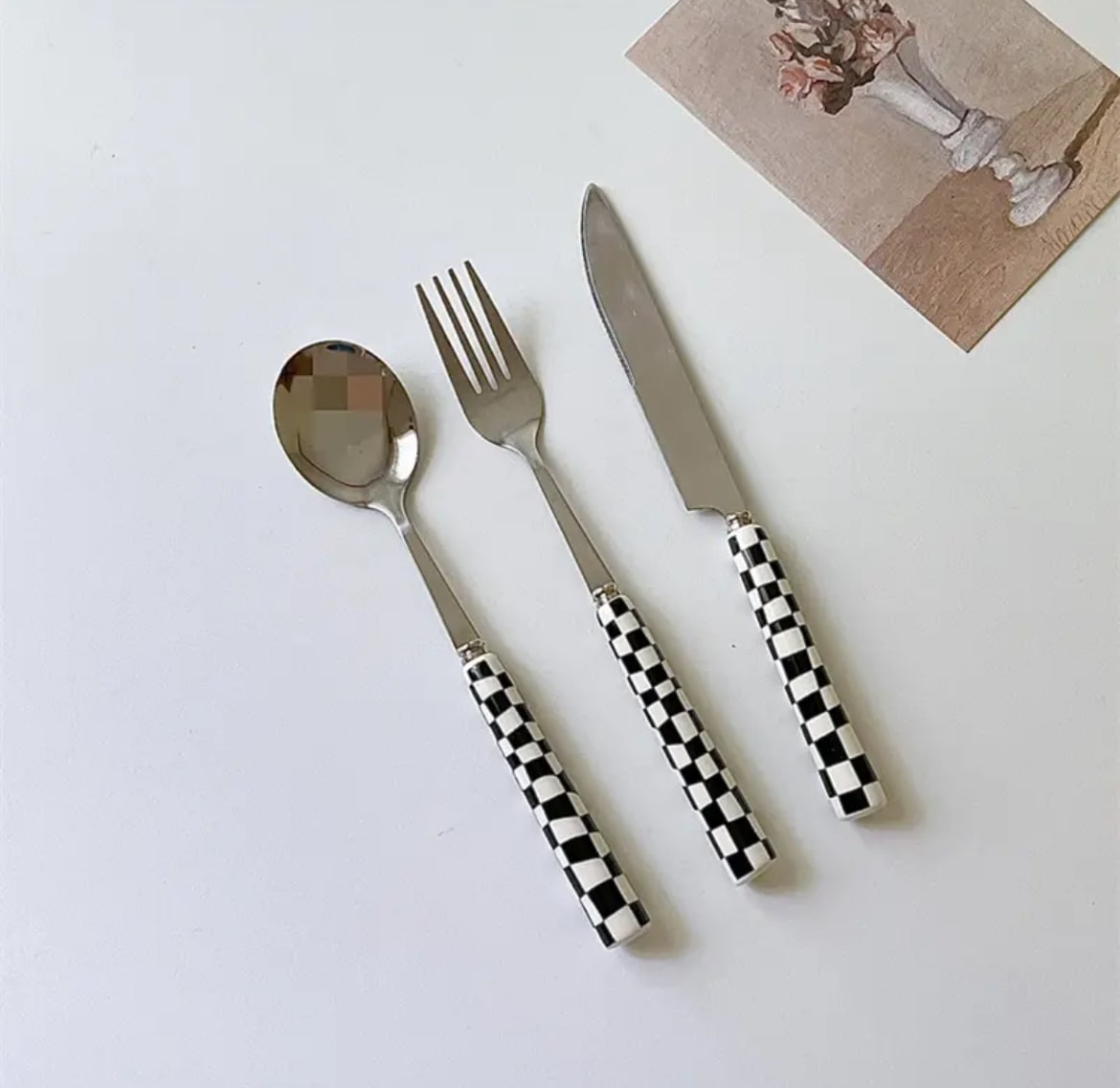 YICKYUE  -  Gift Retro Checkerboard Spoon