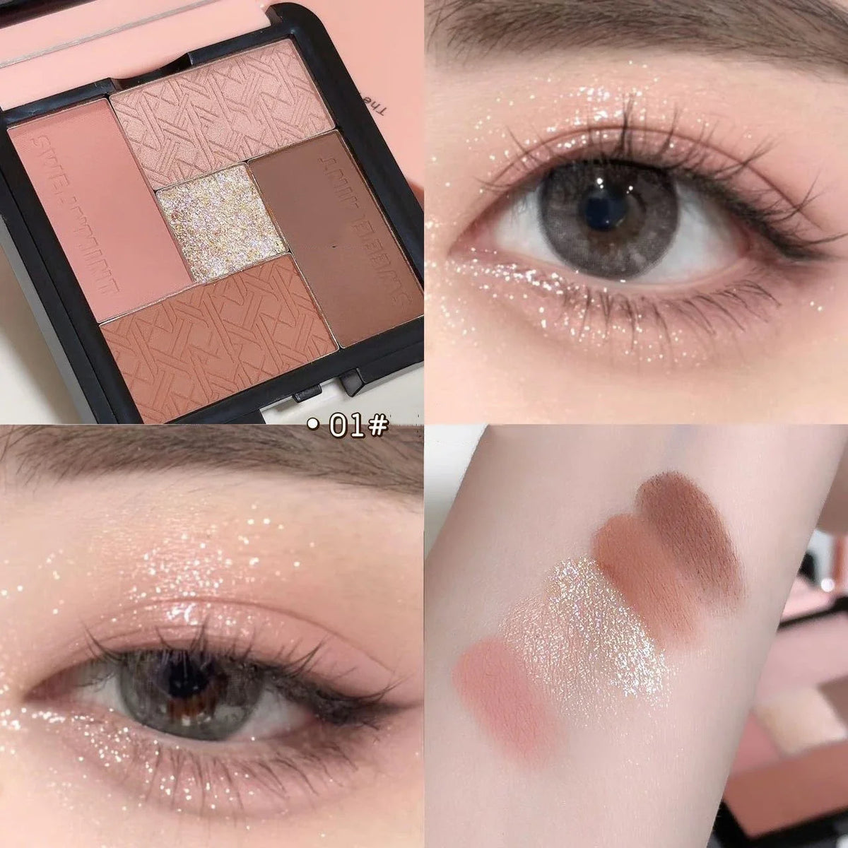 YICKYUE  -  5-Color Shiny Eye Shadow Palette Gliiter Matte Korean Makeup Nude Brown Low Saturation Waterproof Rouge Contour Shadow Palette