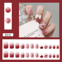 24pcs/box Detachable Fake Nails Set Pink Butterfly Full Nail Art Tips Beauty Nail Artificial False Nails Tips With Wearing Tools
