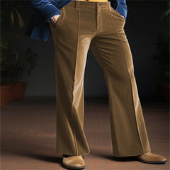 Hearujoy Spring Autumn Men Velvet Suit Pants Vintage Slim Fit  Flared Trousers Fashion Comfortable Holiday Casual Pant Streetwear Male