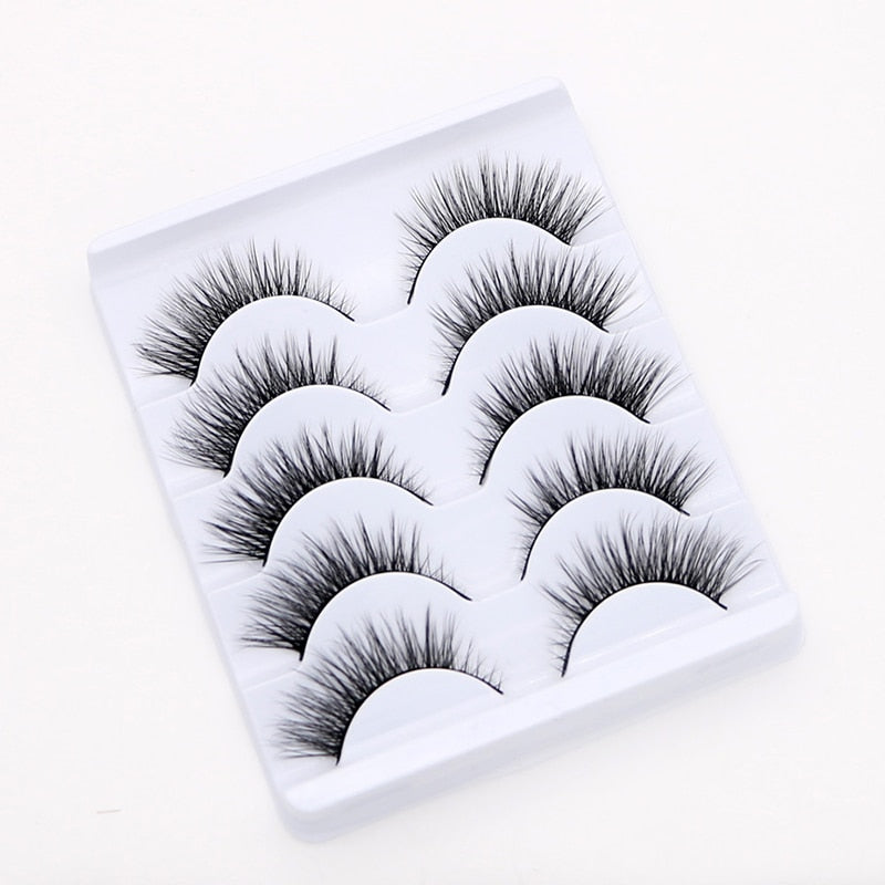 Yickyue Natural False Eyelashes 3D Eyelash Extension Volume Fake Eyelashes Reusable Lengthen Waterproof Makeup Tools Daily Korean Makeup