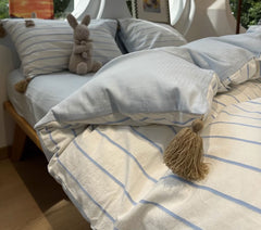 YICKYUE  -  Fresh fashion blue stripes bear bedding set 1.5 1.8 2.0,full queen king cotton home textile bed sheet pillow case quilt cover