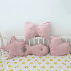 Yickyue Bow Pillows Sofa Cushion Removable Washable INS Short Plush Baby Bed Room and Home Sweet Gift Decoration Pillow Birthday Cojines