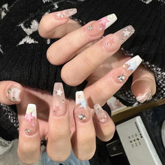 Pink Blue Stars Handmade Press On Nails