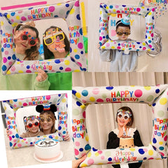 Funny Photo Frame Balloon Birthday Party Wedding Graduation Photo Props for Kids Aluminum Film Balloon New Year Party Decoration