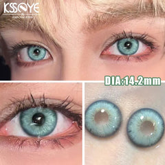 YICKYUE   -  2Pcs Colored Contact Lenses Myopia Degree -0.00 to -8.00 Nature Blue Eyes Gray Makeup Soft Lens Green Eye Beauty Pupil