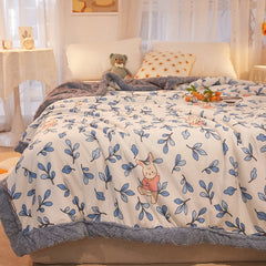 Yickyue Winter Jacquard Velvet Thickened Blanket Children's Blankets Office Nap Blanket Dormitory Double Knitted Cotton Quilt Autumn