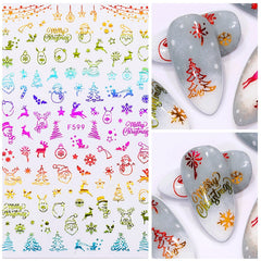2021 NEW Christmas Slider Nail Art 3D Decals Decoration Snowflake Nail Art Sticker DIY Manicures Transfer Decals Foil Xmas Gif