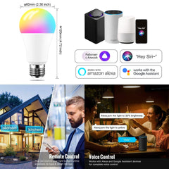WiFi Smart Light Bulb 15W E27 LED Lamp Color Changing Magic RGB +White Work Alexa Google Home Yandex Alice Siri Dimmable Timer