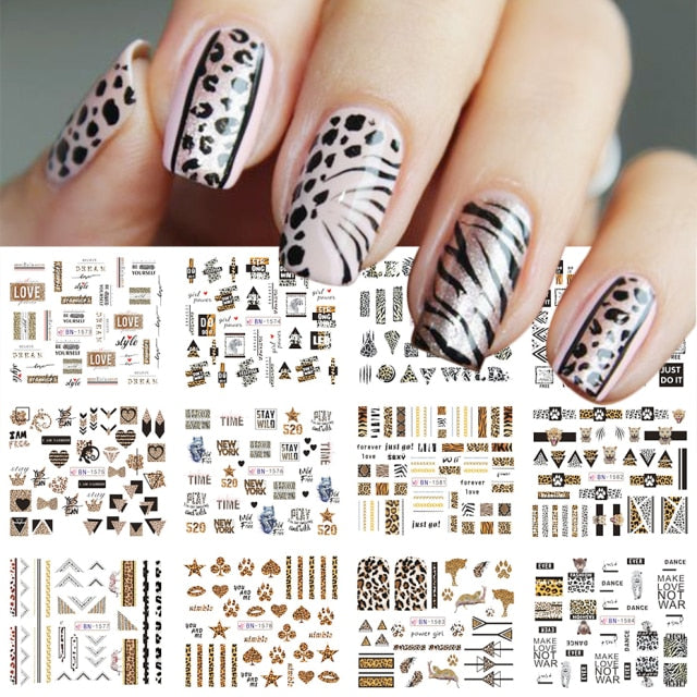 12pcs Colorful Winter Christmas Slider Nail Decals Nail Art Sticker DIY Water Tattoo Manicure Wraps Foil Accessory CHBN1009-1020