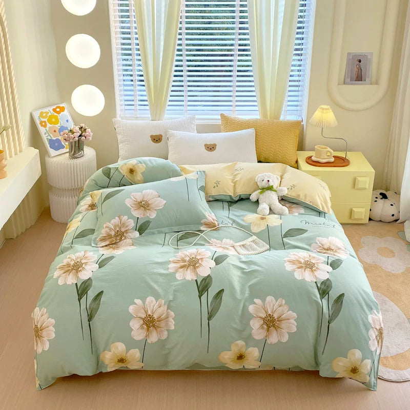 YICKYUE  Khaki Striped Plaid Duvet Cover Adults Children Home Hotel Room Decoration Double Skin-friendly Comfort 100% Cotton Bedding 1pc