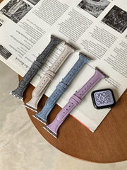 Canvas Leather Loop For Apple Watch Band 45mm 44mm 41mm 40mm Woman Leather WatchBand Bracelet iwatch Series 7 6 5 se Slim Strap