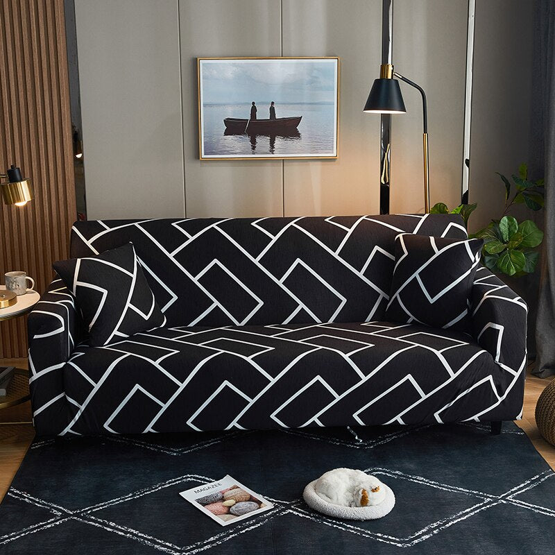 Bohemia Print Sofa-slipcover Plaid Tight Wrap 4 Season All-inclusive Elastic Floral Sofa Towel Corner Couch Cover 1/2/3/4-seater