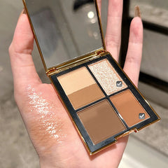 YICKYUE  -  5-Color Eyeshadow Palette Glitter Earth Color Contouring Bronzer Pigment Shiny Matte Caramel Brown Color Eyes Makeup Pallete