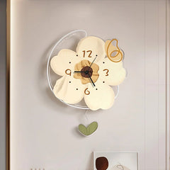 Yickyue Flower Aesthetics Wall Decor Funny Plant Classic Modern Clock Wall Art Cute Movement Minimalistic Quiet Neon Horloge Home Design