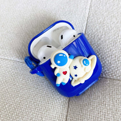 3d Astronaut spaceship soft silicone blue cute cartoon earphone case for apple airpod 1 2 pro 3 wireless bluetooth box cover