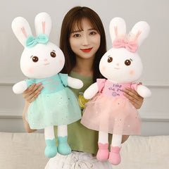 1pc 50-110CM Kawaii Long Ear Rabbit Plush Toys Lovely Soft Rabbit Wear Veil Skirt Pillow Stuffed Dolls for Kids Girls Xmas Gift