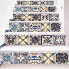 6Pcs/Set Bohemian Pattern Stairs Stickers Pvc Waterproof And Wear-Resistant Wall Stickers Floor Steps Stickers Decoration