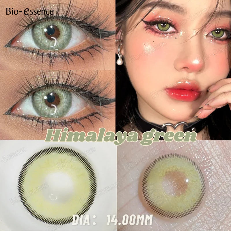 YICKYUE  2Pcs Natural Brown Colorcon Contacts Lenses Yearly OMG Series Korean New Fashion Gray Yearly Green Makeup Pupils