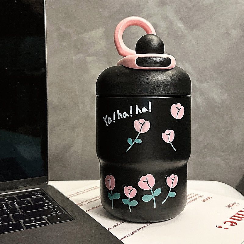 YICKYUE  -  Kawaii Cat Bear Thermos Bottle For Kids Girl Coffee Thermal Cup For Hot Cold Drinks Water Tea Milk Stainless Steel Portable Cup