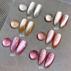 YICKYUE  -  15ml Ice Candy Cat's Eye Gel Nail Polish - Peelable, UV/LED Soak-Off, 6 Colors For Choose, Glossy Finish for DIY & Salon