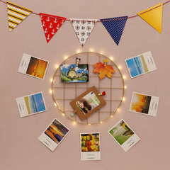 INS Iron Grid Decoration Photo Heart-Shape Metal Mesh DIY Wall Decor Photo Frame Postcard Pictures Display Shelf Art Mesh Frame