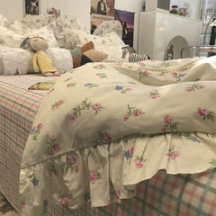 YICKYUE  -  Elegant romantic flower bedding set girl,cotton fairyfair ruffled twin full queen home textile bed sheet pillow case quilt cover