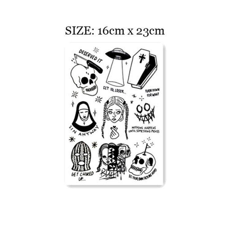 Waterproof Temporary Tattoo Sticker Halloween Dark Multi-figure Skull Tattoo Flash Tattoo Arm Female Male
