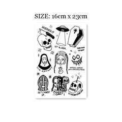 Waterproof Temporary Tattoo Sticker Halloween Dark Multi-figure Skull Tattoo Flash Tattoo Arm Female Male