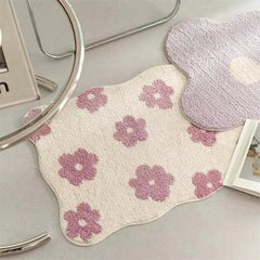 Yickyue Floral Tufting Rug Door Mat Soft Thick Fluffy Tuftted Door Floor Carpet Bathroom Absorbent Rug Toilet Kitchen Entrance F