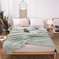 High End Tribute Silk Autumn Summer Blanket 100% Cotton Cool Feeling Smooth Thin Comforter Washable High Quality Quilted Quilt