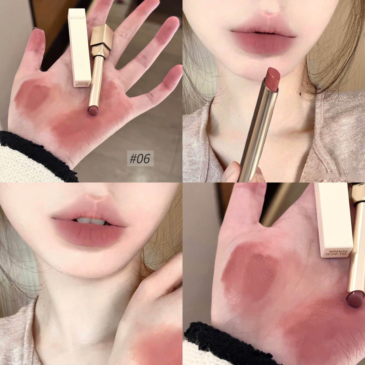 YICKYUE  -  Milk Velvet Lipstick Matte Grey Rose Lip Tint Square Tube Solid Lip Gloss Tea Red Natural Soft Lip Pen Makeup Long Lasting