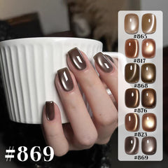 YICKYUE  -  1-6PCS Autumn Moon Night Cat Eye Gel Nail Polish 2025 Autumn and Winter Classic Black Chocolate Amber Brown Nail Art Supplies