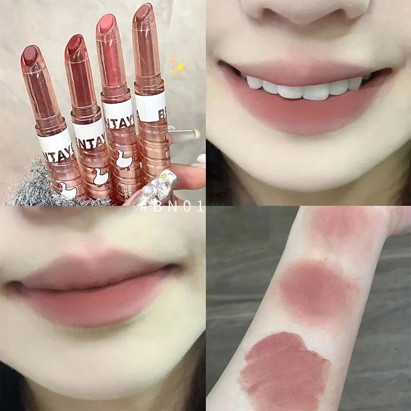Yickyue New Cute White Goose Lipstick Pen Matte Velvet Lip Mud Girl Lip Makeup Non-stick Cup Non-fading Lipstick Korean Makeup Lipstick