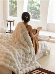 Yickyue Soft Thickened Faux Rabbit Fur Sofa Blanket