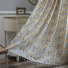 YICKYUE  -  Finished Curtains Floral Prints Tassels Small Windows Kitchen Curtains Cotton and Linen Semi Shading Floating Windows