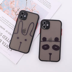 Black soft silicone animal dog panda cartoon phone case for iphone x xr xs max 7 8 plus 12 mini 11 pro max cute rabbit cat cover