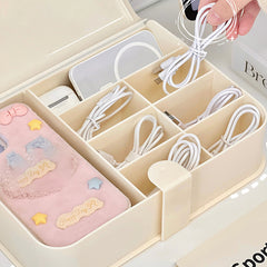 YICKYUE  -  Kawaii Plastic Storage Box Organizer For Phone Case Charging Cable Cute Desk Organizers Portable Home Wire Organizer Container