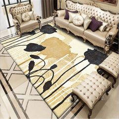 Bubble Kiss 2022 Nordic Style Black Gold Flower Pattern Rugs Home Customized Bedroom Decor Rug Kids Room Non-slip Floor Mat