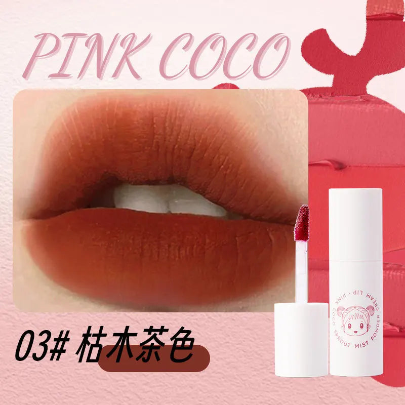 YICKYUE  -  Pink Coco Soft Mist Lip Glaze Non-fade Color Non-stick Cup Matte Lipstick Nude Red Brown Lips Tint Mud Makeup Lip Glaze Cosmetic