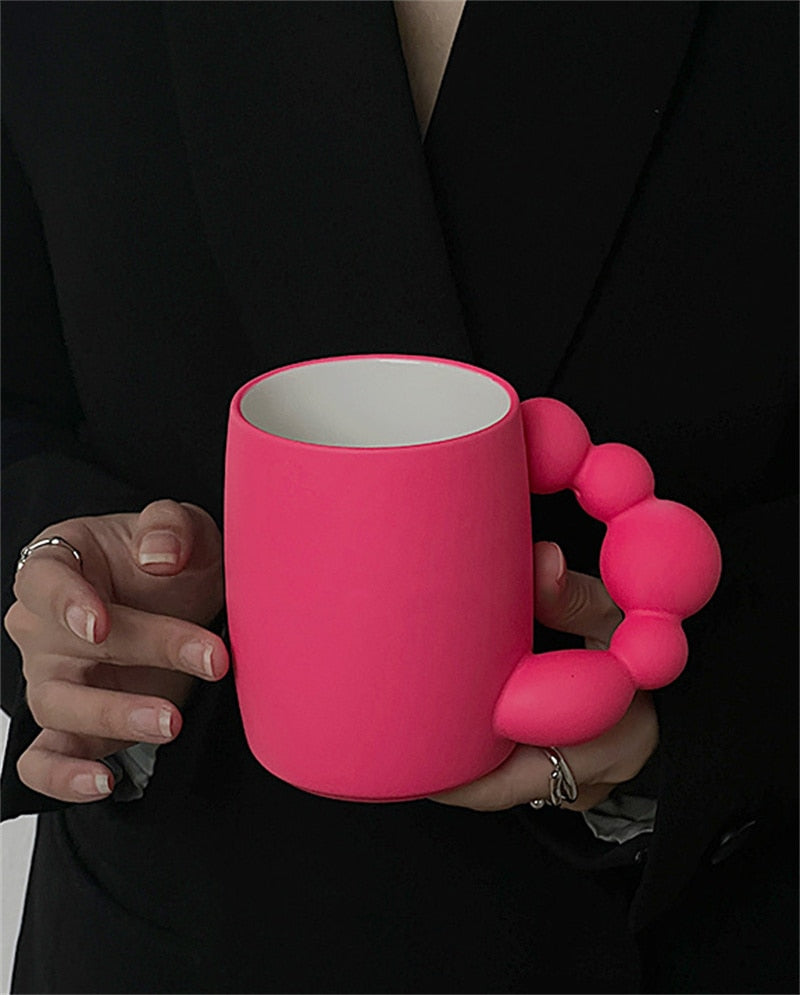 Creative Cute Gourd Beads Coffee Milk Mug Large Capacity Decor Ceramic Water Juice Cup with Handle Heat Resistant Breakfast Cup