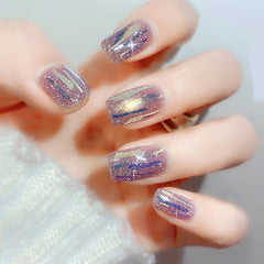 Yickyue 1 Box Colorful 3D Strips Liner Nail Stickers Glitter Nail Art Paper Irregular Manicures Sequins Gel Polish Nail Decor