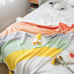 Cilected Nordic Ins Rainbow Blanket Cute Tassel Home Sofa Knitted Blanket Cotton Air Conditioning Blanket Children Nap Cover